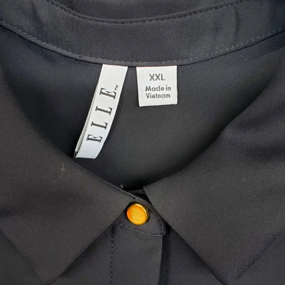 ELLE black scalloped trim sleeveless button up blouse NWT. XXL - Picture 3 of 12